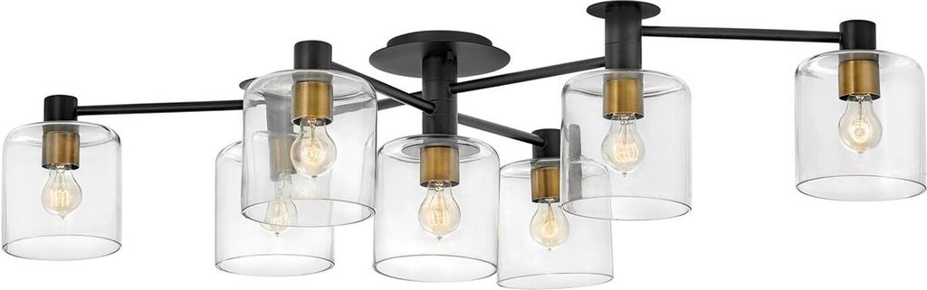 Deckenleuchte Glas Metall E27 Gelenkarm Schwarz Vintage Design Deckenlampe
