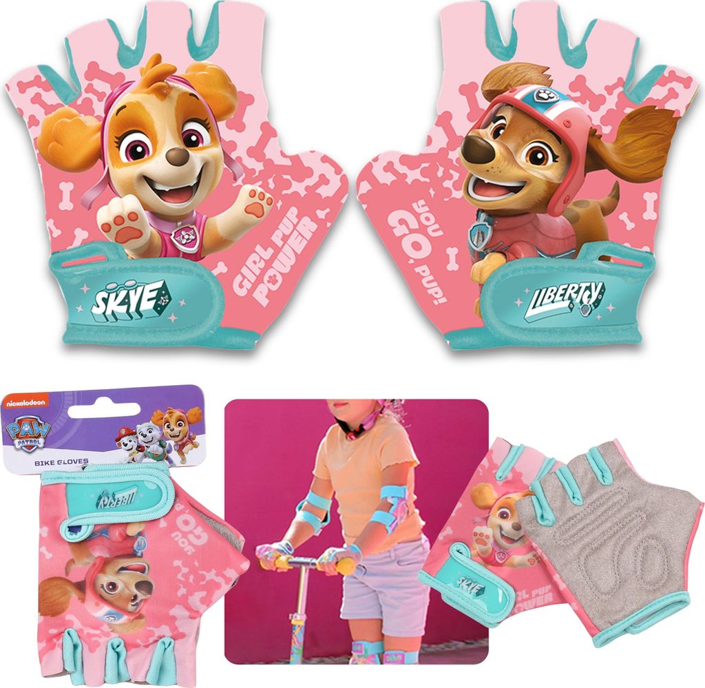 Paw Patrol Skye Liberty Kinder Fahrrad-Handschuhe für Mädchen, mit Klettverschluss
