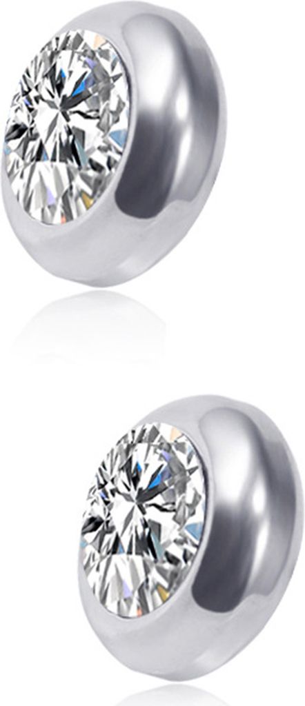 1 Paar Ohrstecker, nicht durchdringend, magnetisch, Edelstahl, rund, farbiger Strass, eingebettet, Herren- und Damen-Ohrringe, Modeschmuck