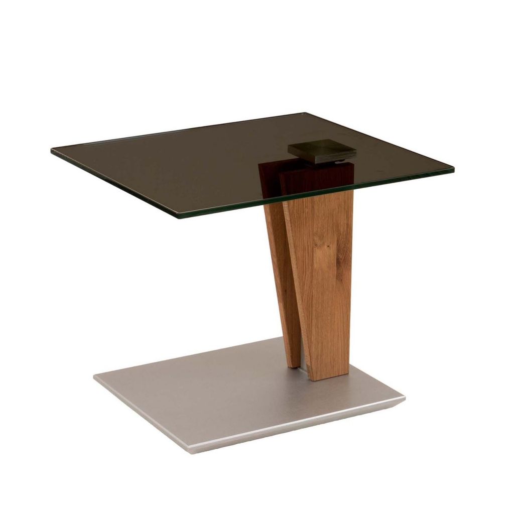 Couchtisch Glas, Holz und Metall 47x55 cm