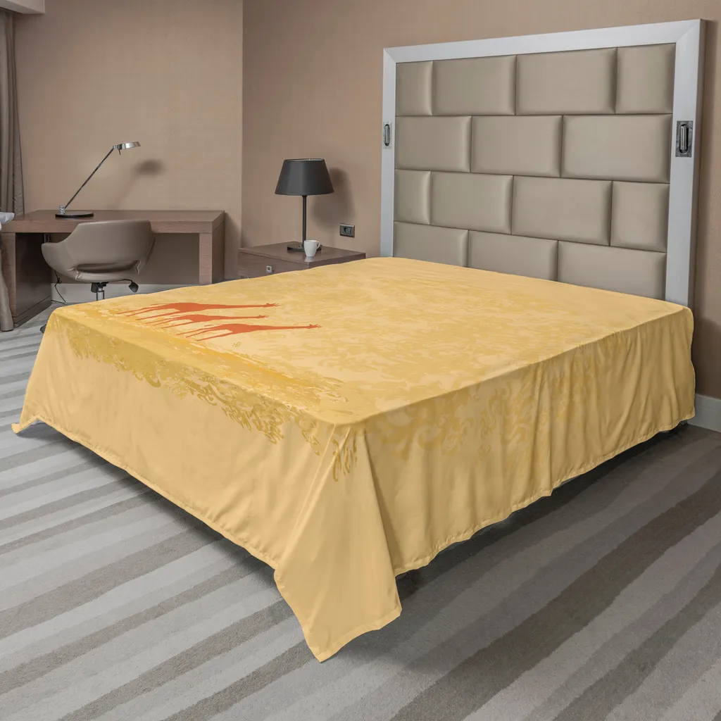 Drap de lit savane orange crème en textile soyeux et confortable 275cm