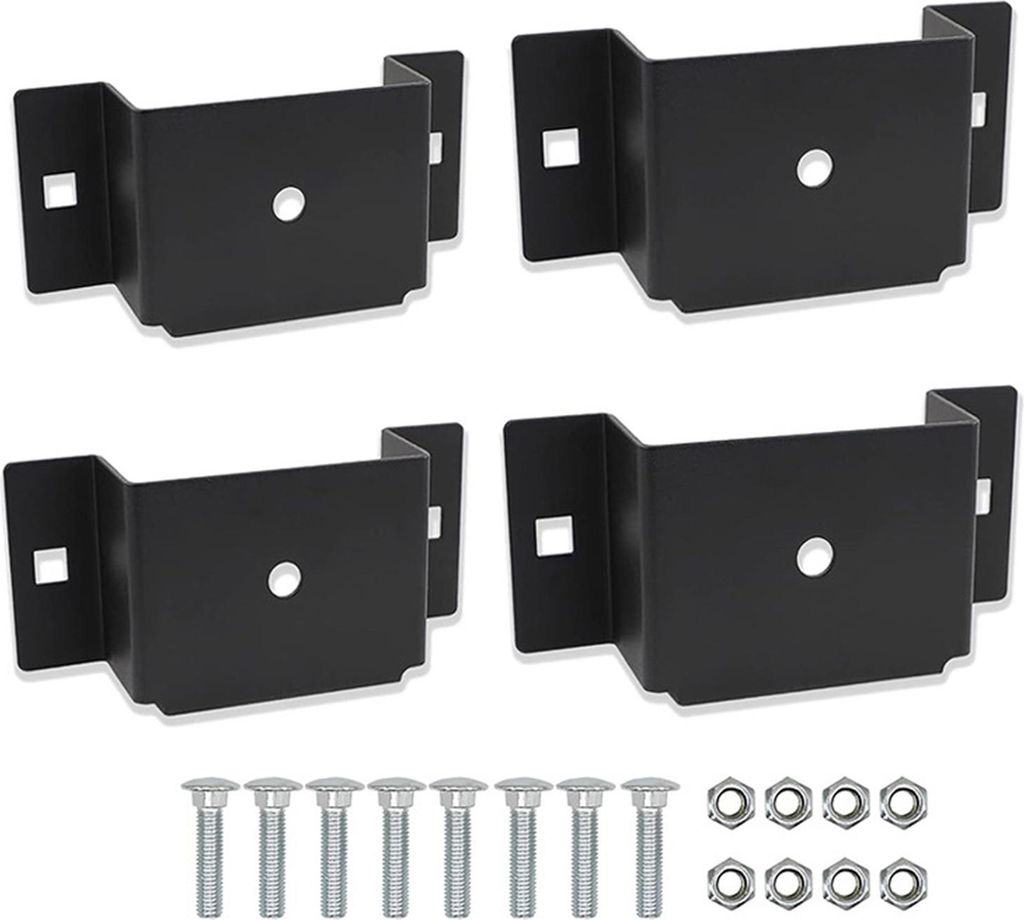 4-teilige Anhänger-Rungentaschenhalterungen mit Schrauben, passend für 2 x 4 Zoll große Holzpfosten, Stahlpfosten, robuste Metall-Pritschenwagen...
