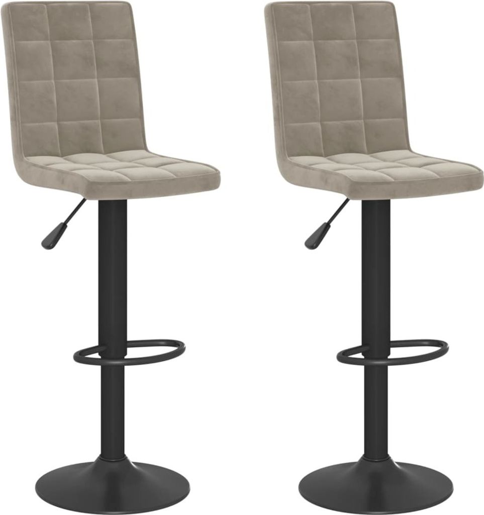 Barhocker 2 Stk. Hellgrau Samt
