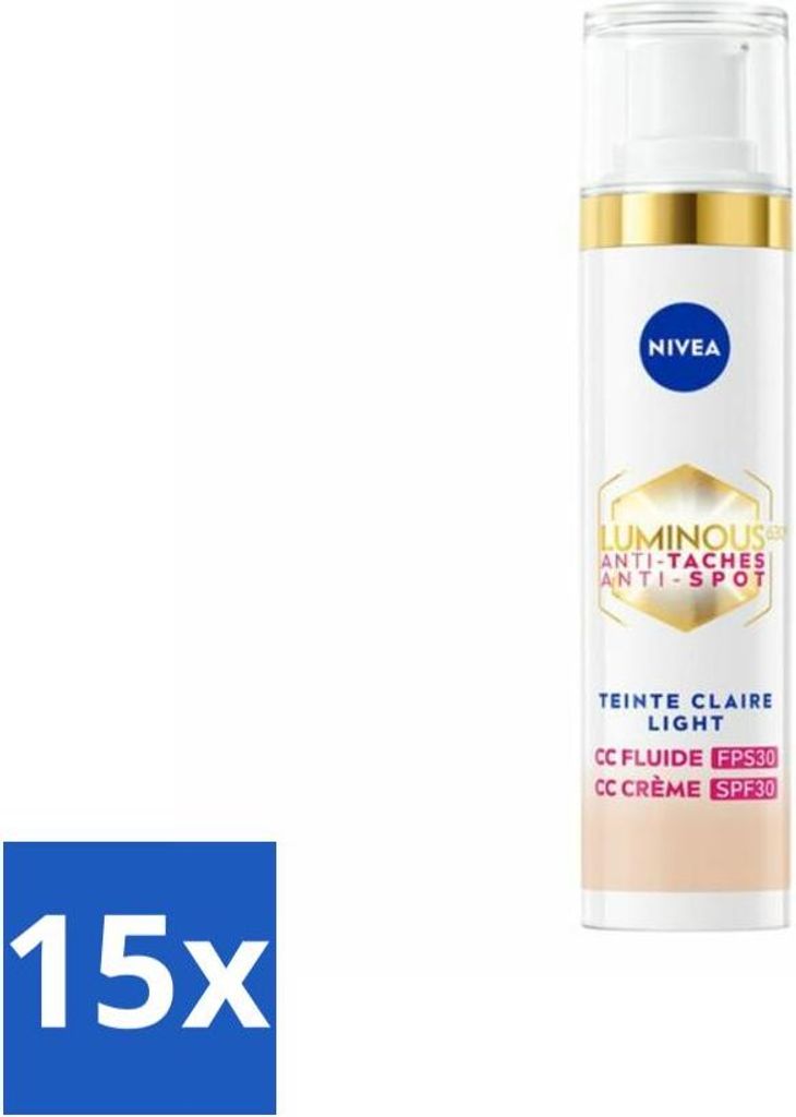 NIVEA - Cellular LUMINOUS 630 CC Cream Light - Getönte Tagescreme - Gegen Pigmentflecken - LSF 30 - 40 ml - Vorteilspack - 15 Stücke