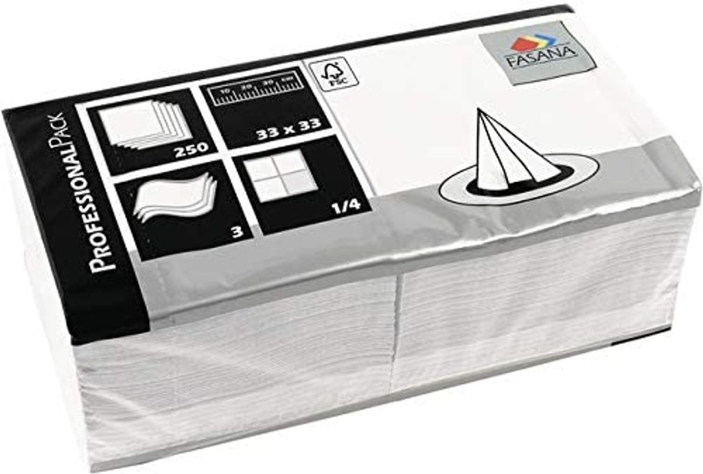 FASANA Serviette, Zelltuch, 3lagig, 1/4 Falz, 33 x 33 cm, Produktbild 