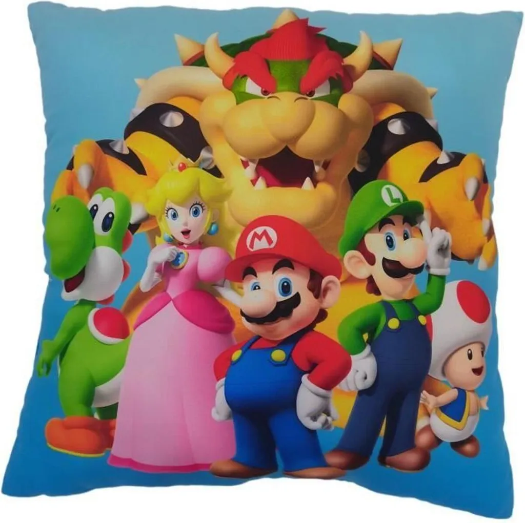 Grand Coussin Mario Bros 41 cm Multicouleur en Polyester Moelleux