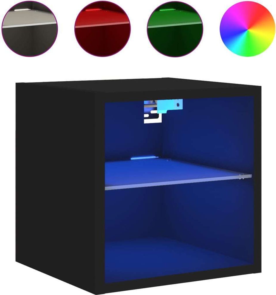 vidaXL TV-Wandschrank mit LED-Leuchten Schwarz 30x28,5x30 cm