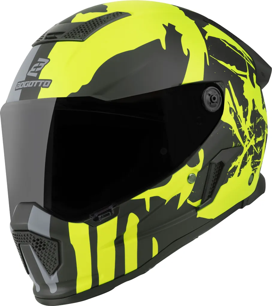 Casque Bogotto Rapto Demon avec Écran Solaire - Gris et Jaune Mat Taille M