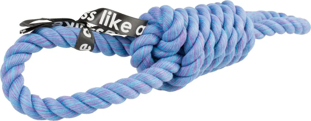 Jouet pour chien type corde de traction bicolore avec deux boucles