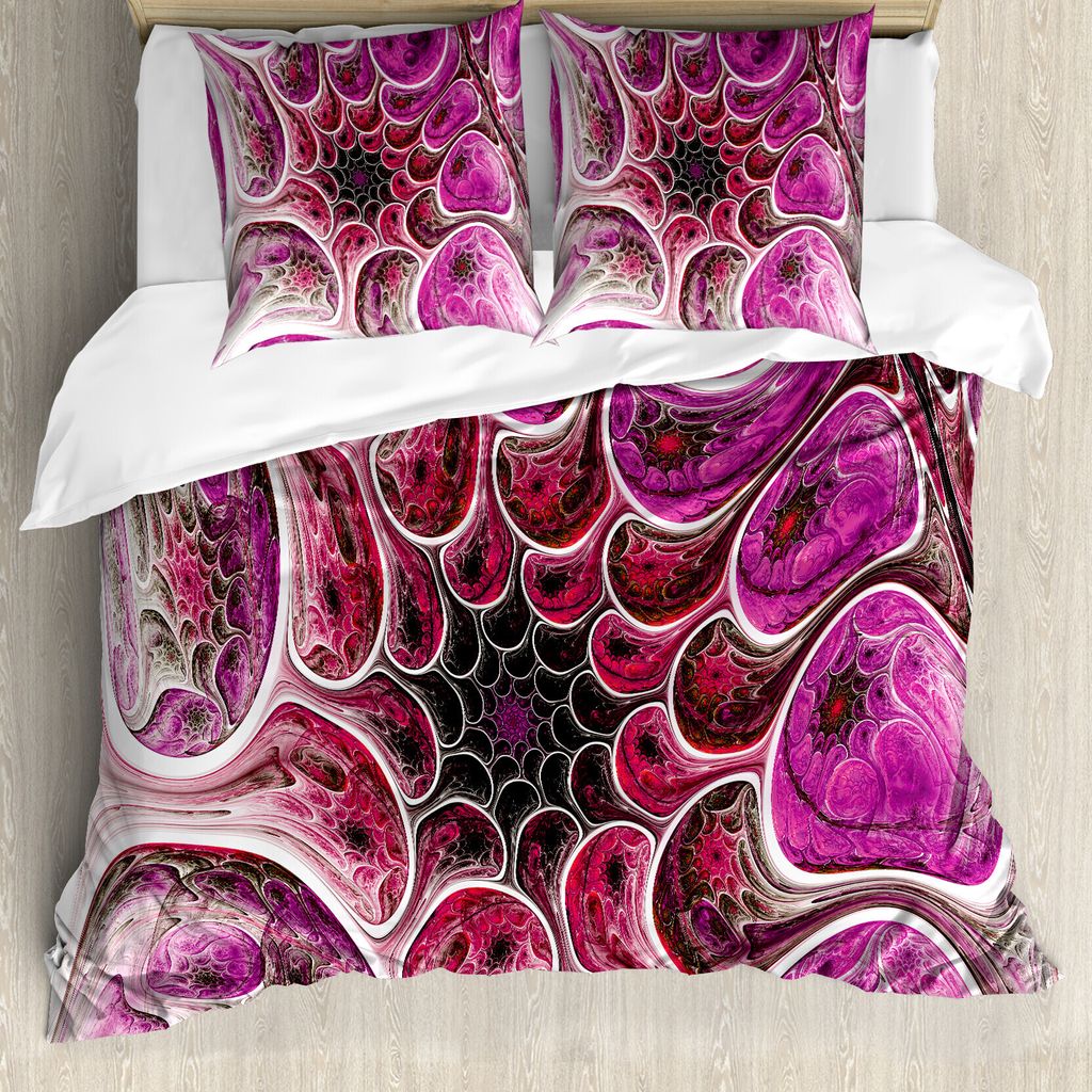 ABAKUHAUS Astral Bettbezug Set für Einzelbetten, Quirky Futuristisch Organismus, Milbensicher Allergiker geeignet mit Kissenbezug, 155 cm x 220 cm...