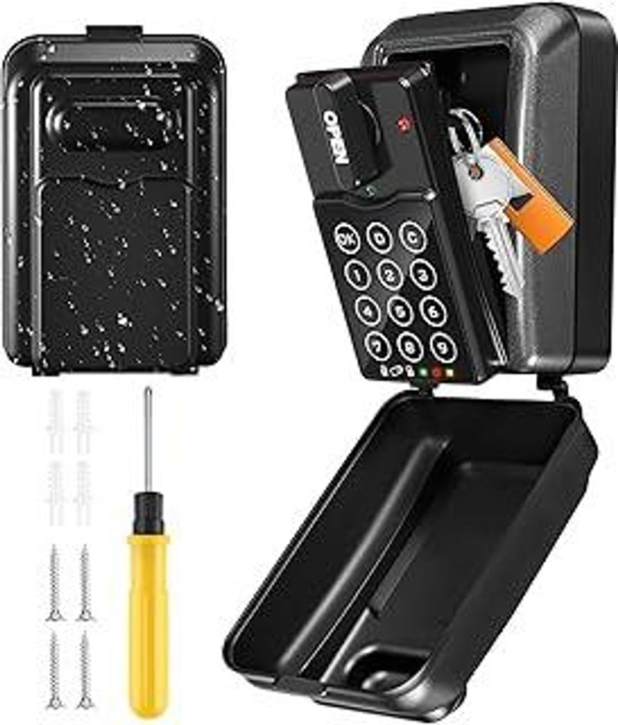 Schlüsseltresor mit Zahlencode Intelligenter 4-10 Stelligem Schlüsselsafe mit Code Aussen Wasserdicht Anti-Diebstahl & Administrator Recht Wandmo...