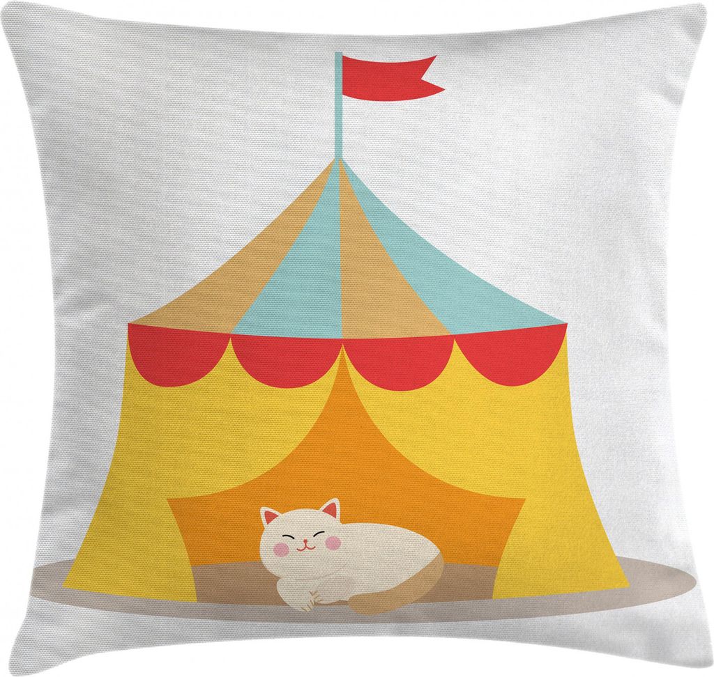 ABAKUHAUS Kätzchen Kissenbezug, Pelzartige Katze in einem Zirkus, Waschbar mit Reißverschluss Kissenhülle mit Farbfesten Klaren Farben Beidseiti...