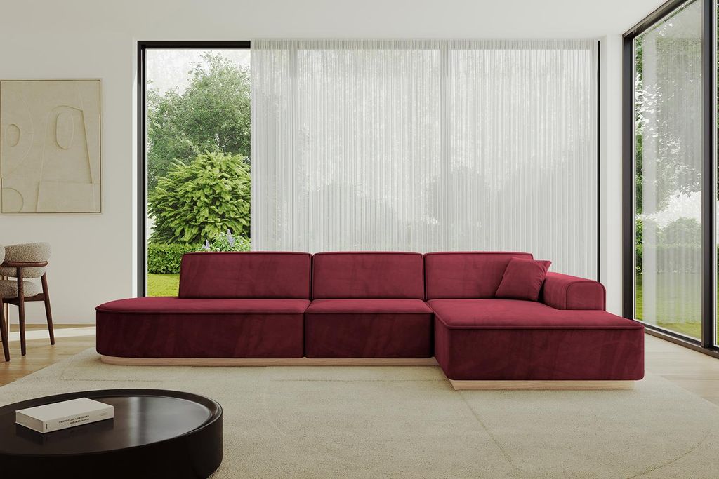 ALTDECOR Ecksofa in L-Form IREA-L2 327x165x80 cm Bordeauxrot Corner Sofa Eckcouch Couch Wohnlandschaft Cauchsofa