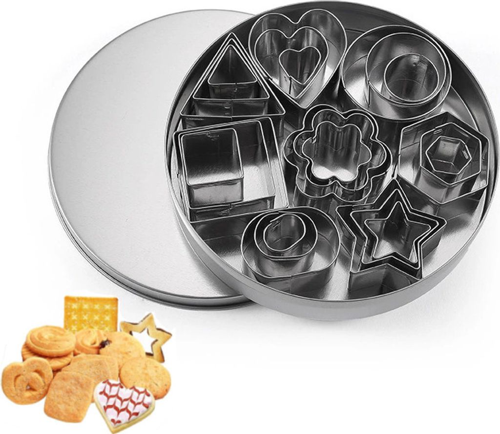 Ausstechformen Set 24 Stück Ausstecher Mini Kleine Keksausstecher aus Edelstahl Plätzchen Ausstecher Ausstechformen Weihnachten für Backen, Stil...
