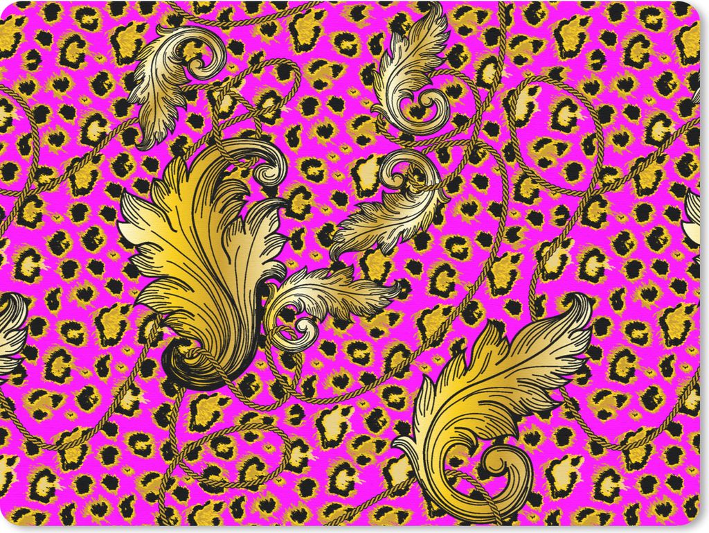 MuchoWow Mauspad Mousepad Barock - Panther - Gold - Muster 23x19 cm - Mousepads - Maus Mat - Pad - Mausunterlage - Schreibtischunterlage - Mauspad