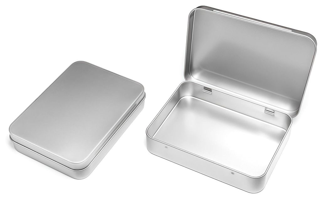 2 gerade, silberfarbene Metallboxen (11,5 x 8,5 x 2,2 cm), Aufbewahrungsboxen aus Leder, klein, für Heimwerkerarbeiten, EDC, Arbeitsgeräte und Kabel