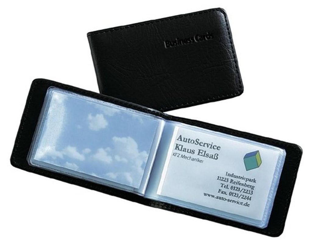 Boîte pour cartes de visite aspect cuir noir Image du produit 
