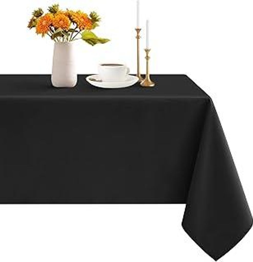 Romanstile Tischdecke Outdoor abwaschbar schwarz 100x140 cm rechteckig Tischdecken Wasserabweisend Table Cloth Tischtuch Lotuseffekt Gartentischdec...