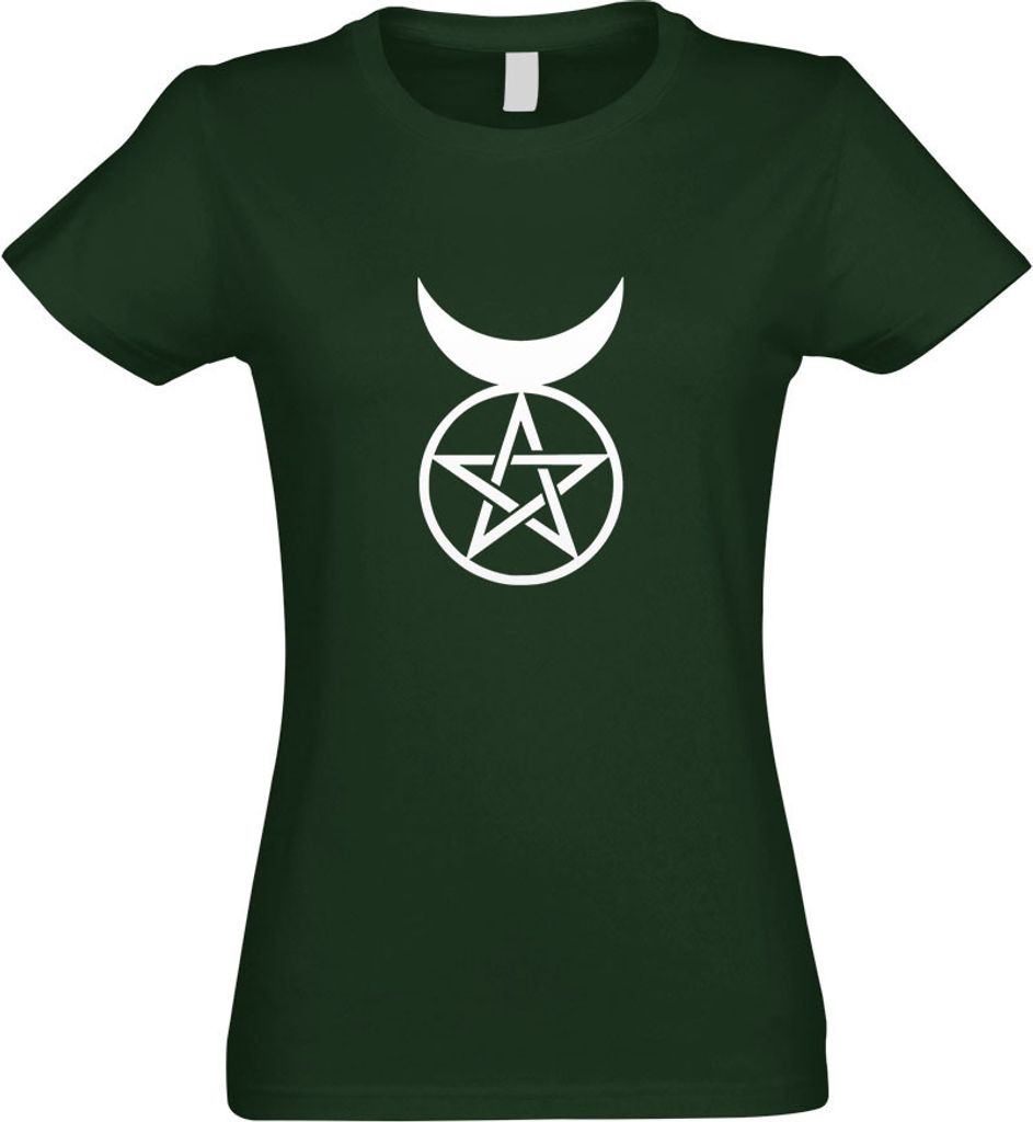 Kiwistar - T-Shirt tailliert - Damen - flaschengrün - Gehörnter Gott - Horned god - mit Motiv Bedruckt - Funshirt Design - Sport - Freizeit - Dam...