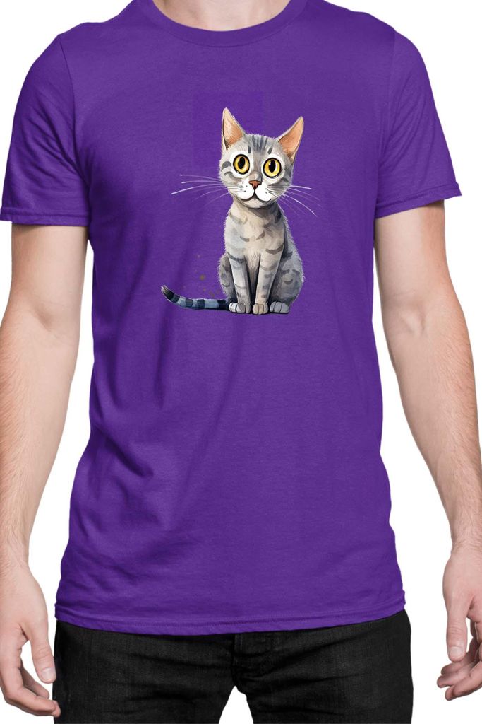 Herren T-Shirt Funny Cats Breeds Serrade Petit Cat, Man L / Lila