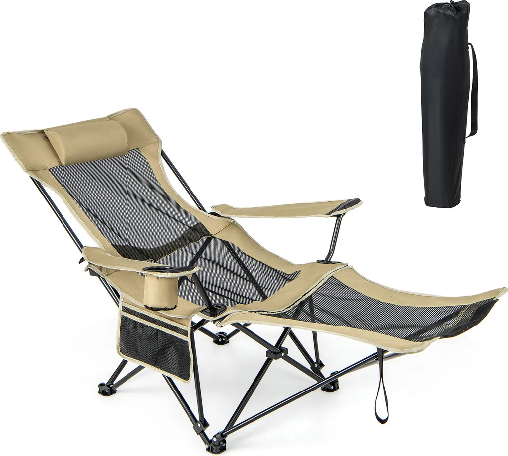 Chaise de camping ergonomique COSTWAY anti mal de dos pliable Kaki