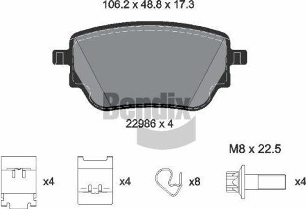 BENDIX Braking BPD2348 Bremsbelagsatz, Scheibenbremse OE 0004204502 kompatibel mit A-Klasse, B-Klasse, CLA, GLA, GLB