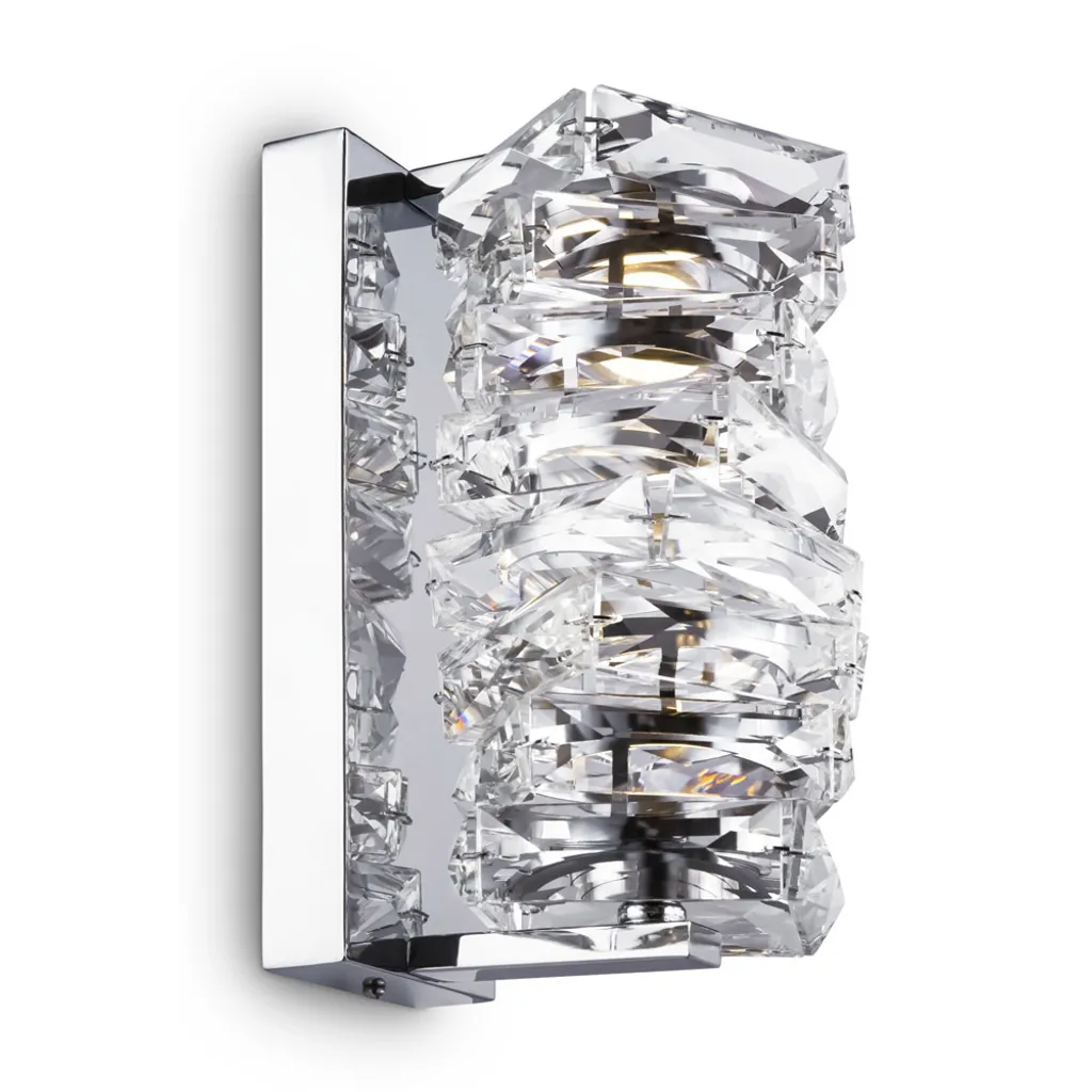 Applique LED Inox et Verre Argenté Chrome 23,5 cm Finition Brillante