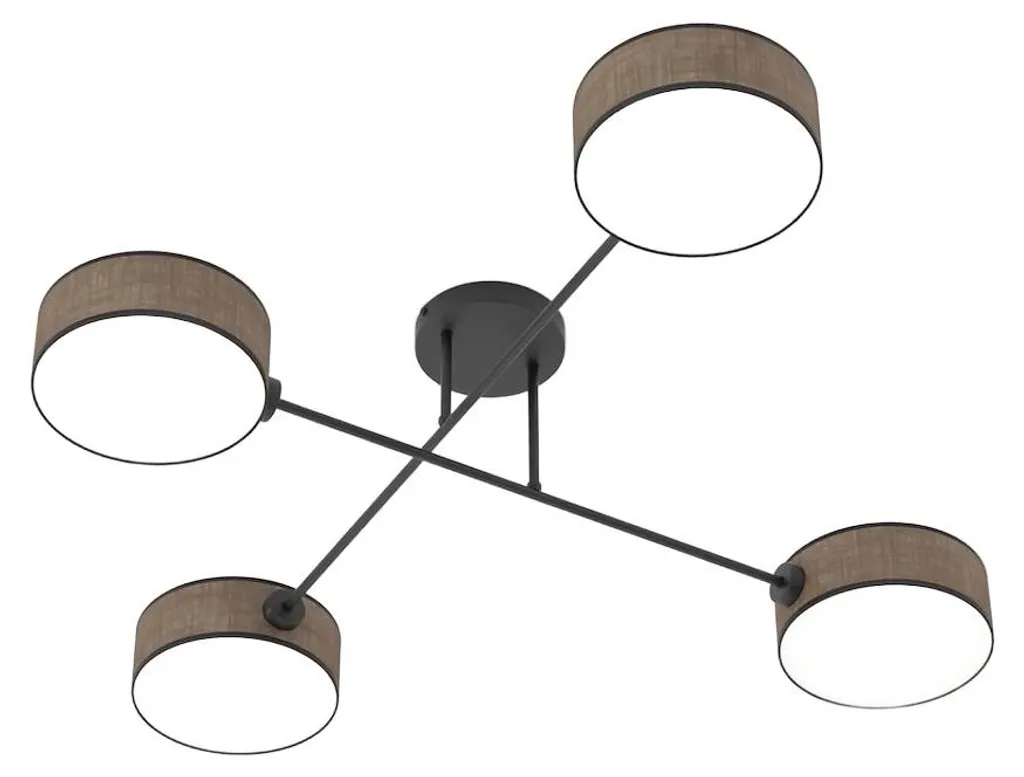 Suspension MAGA Emibig noir et marron 4 x E14 en tissu 22 x 96 cm
