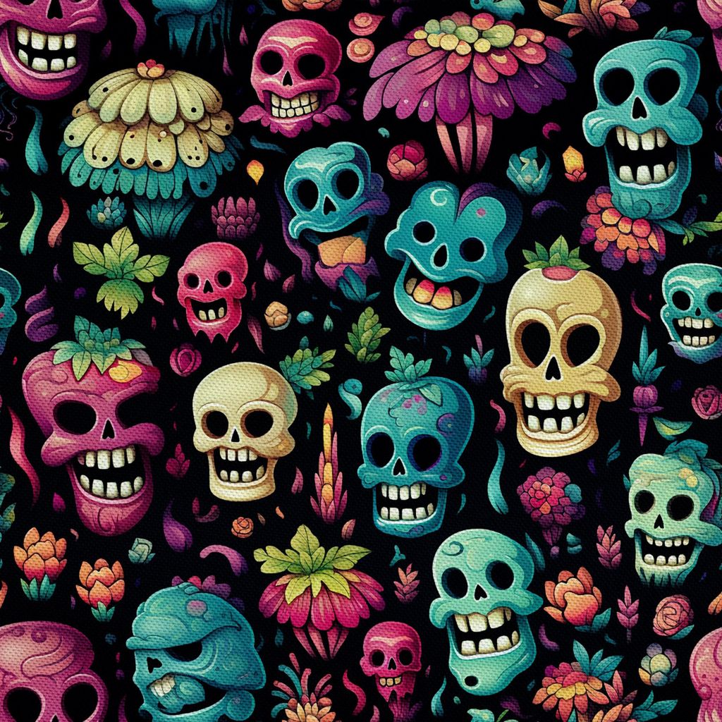 OUTDOOR DEKOSTOFFE OXFORD - Motiv der Schädel I DX4688