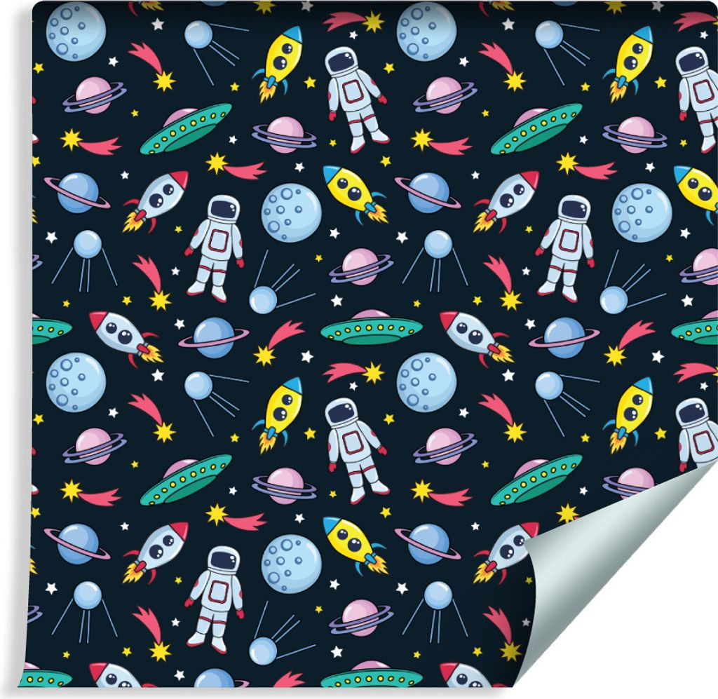 10m VLIES TAPETE Rolle Kinderzimmer Planeten Astronaut Rakete UFO XXL