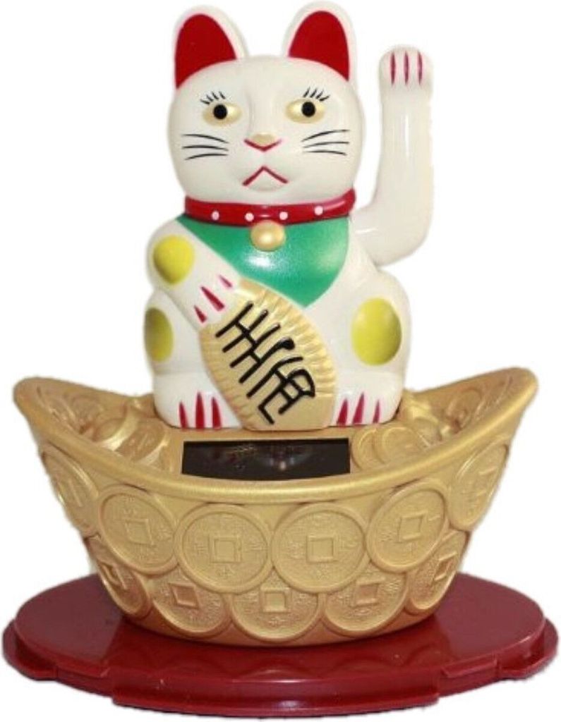 HAAC Solar Winkekatze Katze GLÜCKSKATZE Glücksbringer 13 cm Farbe weiß