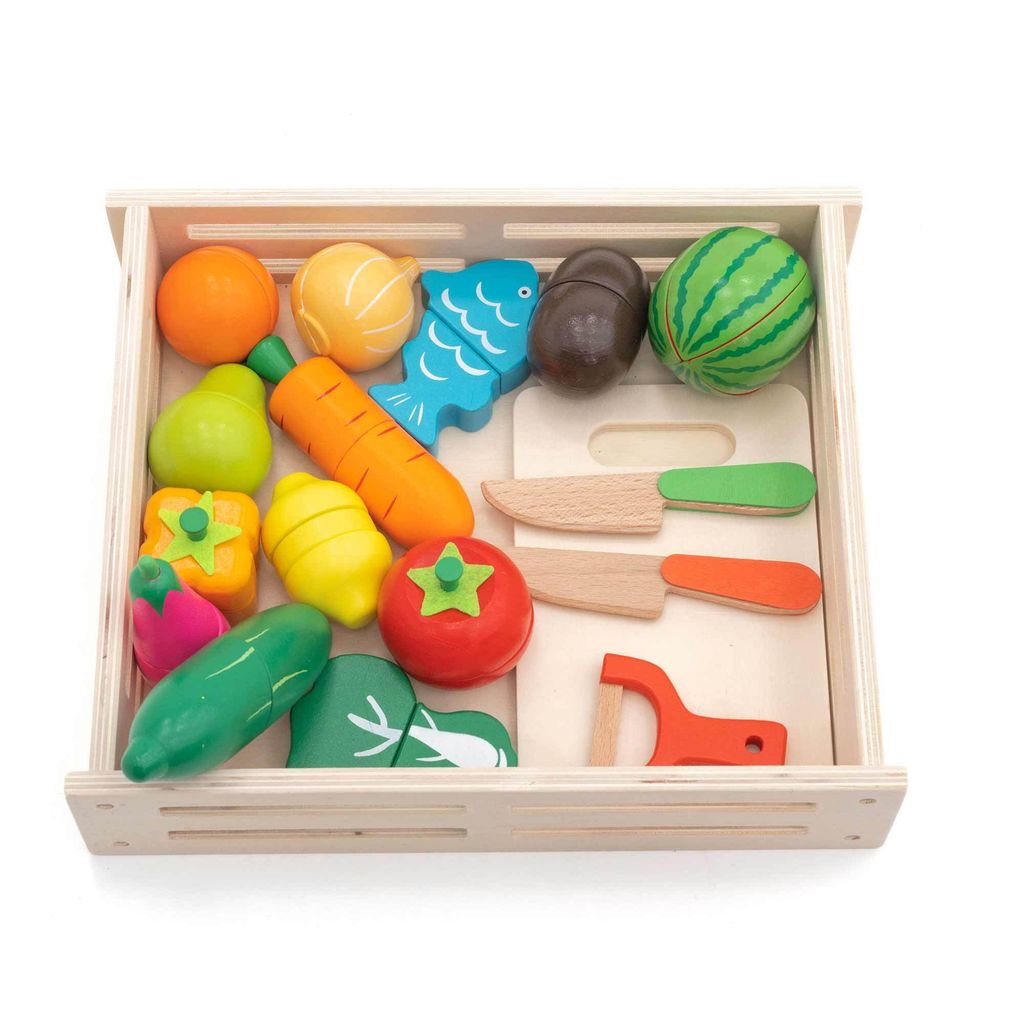Spieltablett Montessori Robincool Eco Fruit aus Ökologischem Holz 17 Inklusive Zubehör