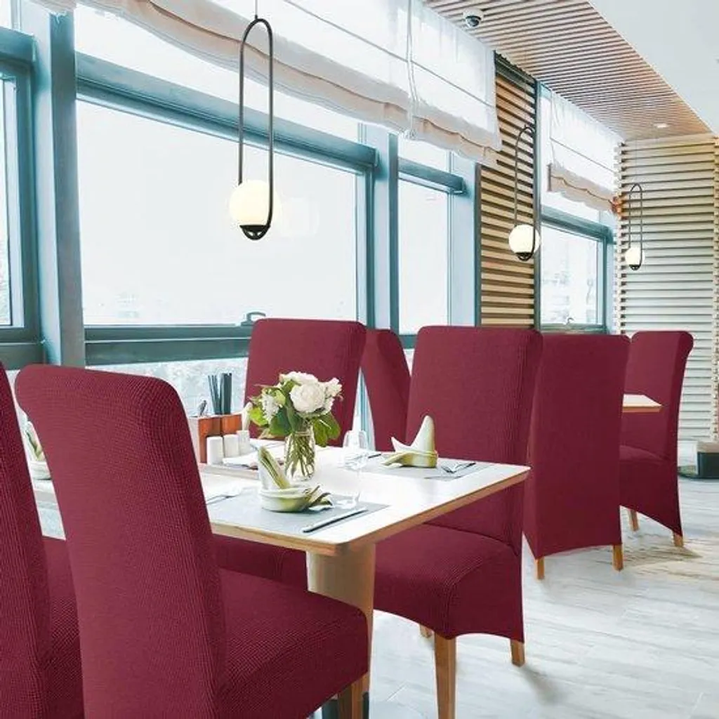 Housses de Chaise XL Bordeaux pour Restaurant et Maison - Lot de 6