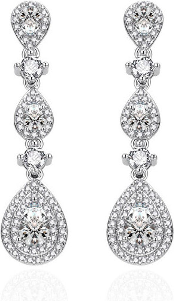 Agato Luxury Dangling Earrings With Clear Zircons Agt-E142pw