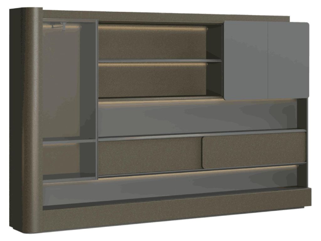 Eleganter Grauer Büroschrank Stilvoller Regalenschrank Holzschrank