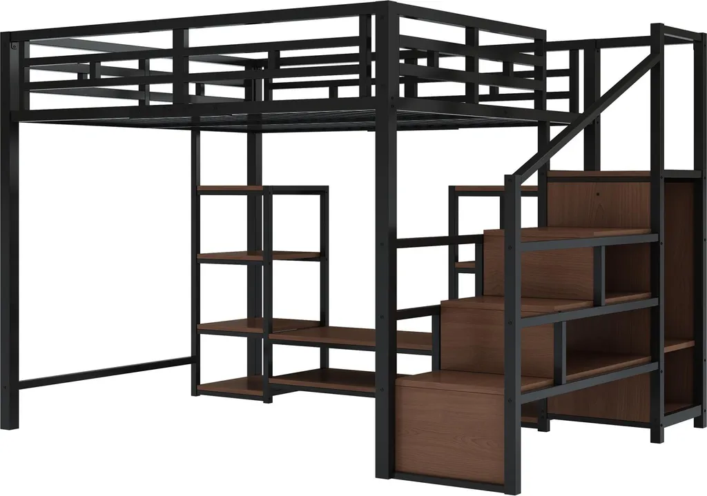 Lit Mezzanine 140x200 Stable en Métal Noir : Optimisez votre Chambre