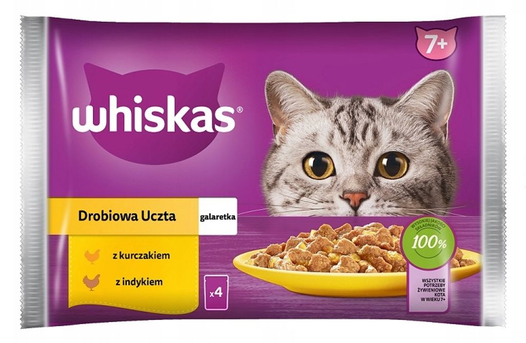 WHISKAS Senior karma dla kota mix drobiowy 52x85g Zdjęcie produktu 
