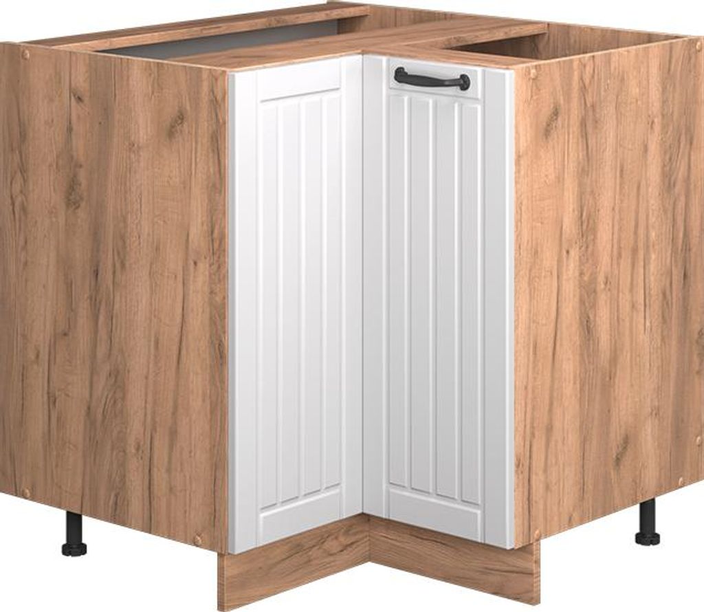 Vicco Eckunterschrank Fame-Line, 80.5 cm , AP Anthrazit, Weiß Landhaus/Goldkraft Eiche