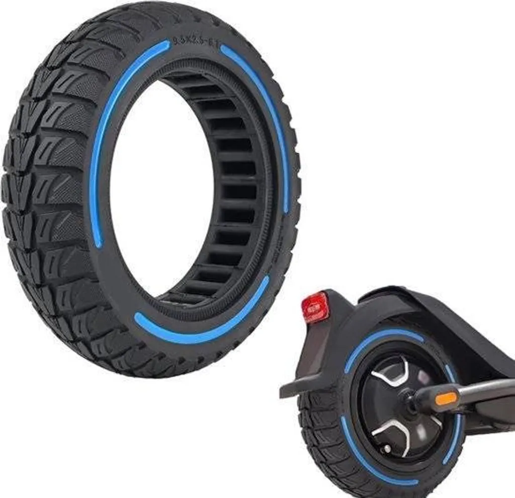 Roue increvable bleue de 9,5 x 2,5 pouces pour trottinette de ville
