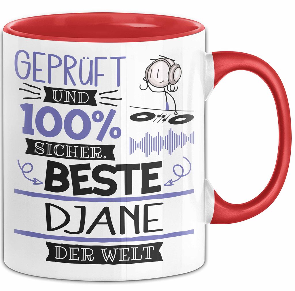 Beste DJane Der Welt Tasse Geschenk für Eine DJane Und Sicher Geschenkidee Geburtstag Weihnachten (Rot)