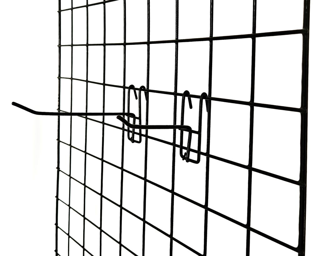 10 x Haken für Wandgitter Wanddekor Gitter Ladenbaugitter Gitterwand schwarz Länge 9cm
