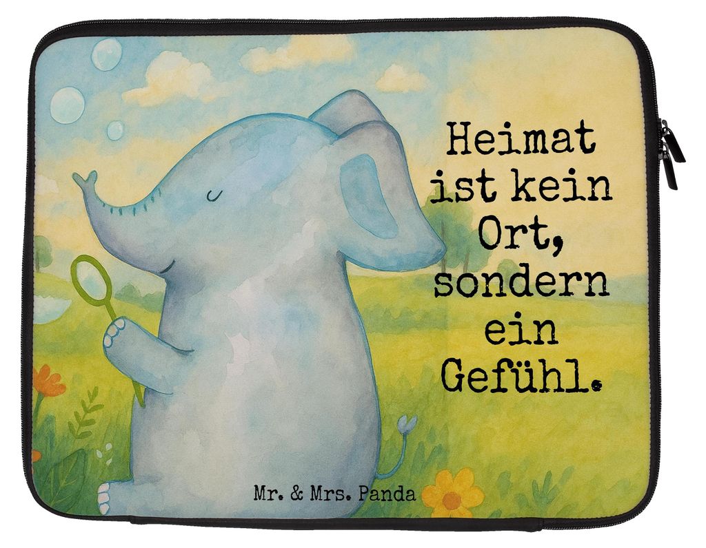 Mr. & Mrs. Panda Notebook Hülle Elefant Seifenblasen Design 33 x 42 cm - Weiß - Geschenk, Elefanten, Laptop Tasche, Sleeve, Liebe, Laptoptasche, ...