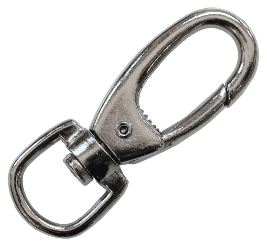 5x Metall Karabinerhaken, silberfarben 15x62 mm