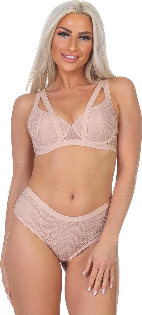 Damen Zweiteiliges Mesh-Dessous, Nude/85 (XL)/D