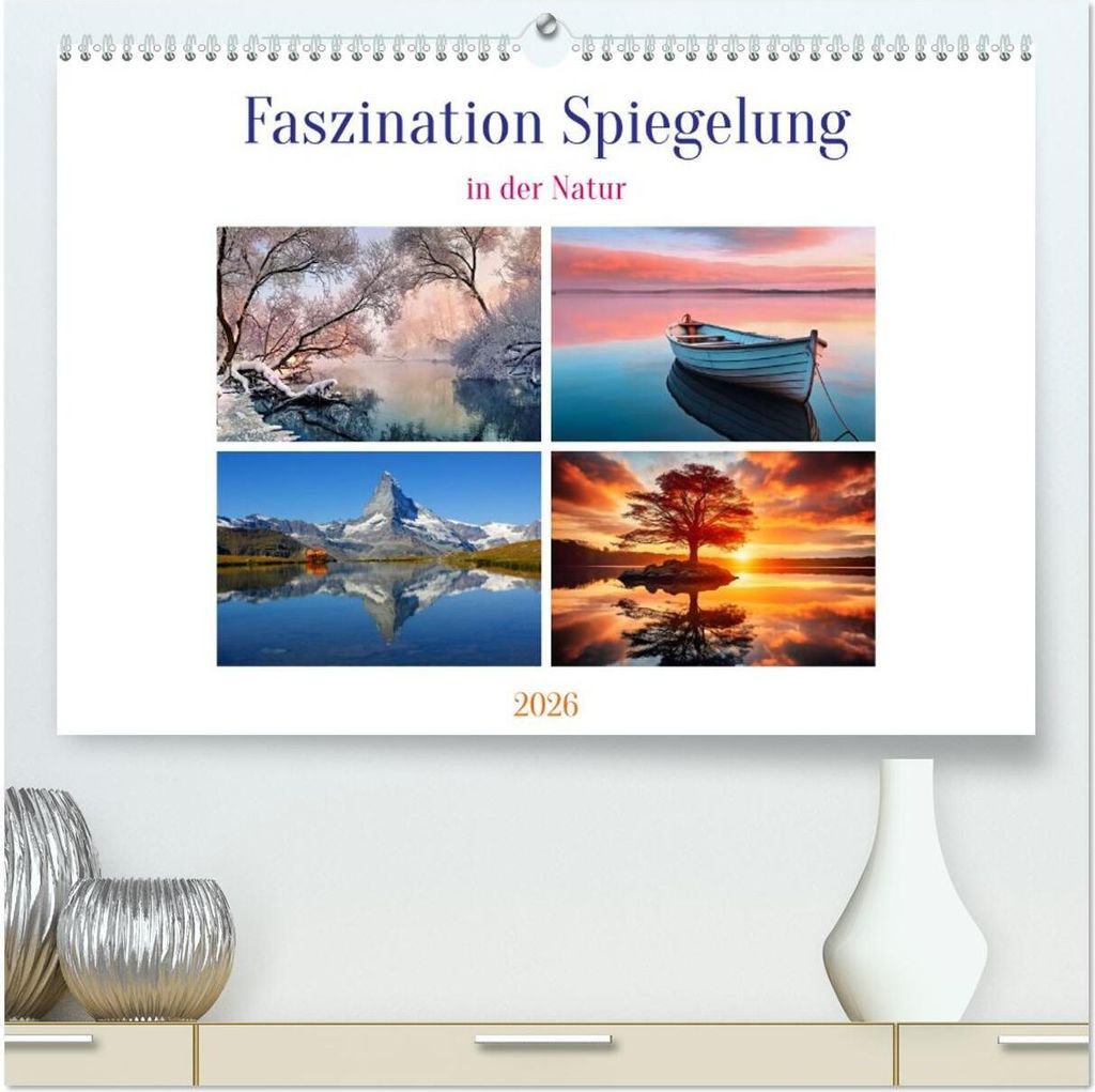 Faszination Spiegelung - in der Natur (hochwertiger Premium Wandkalender 2026 DIN A2 quer), Kunstdruck in Hochglanz