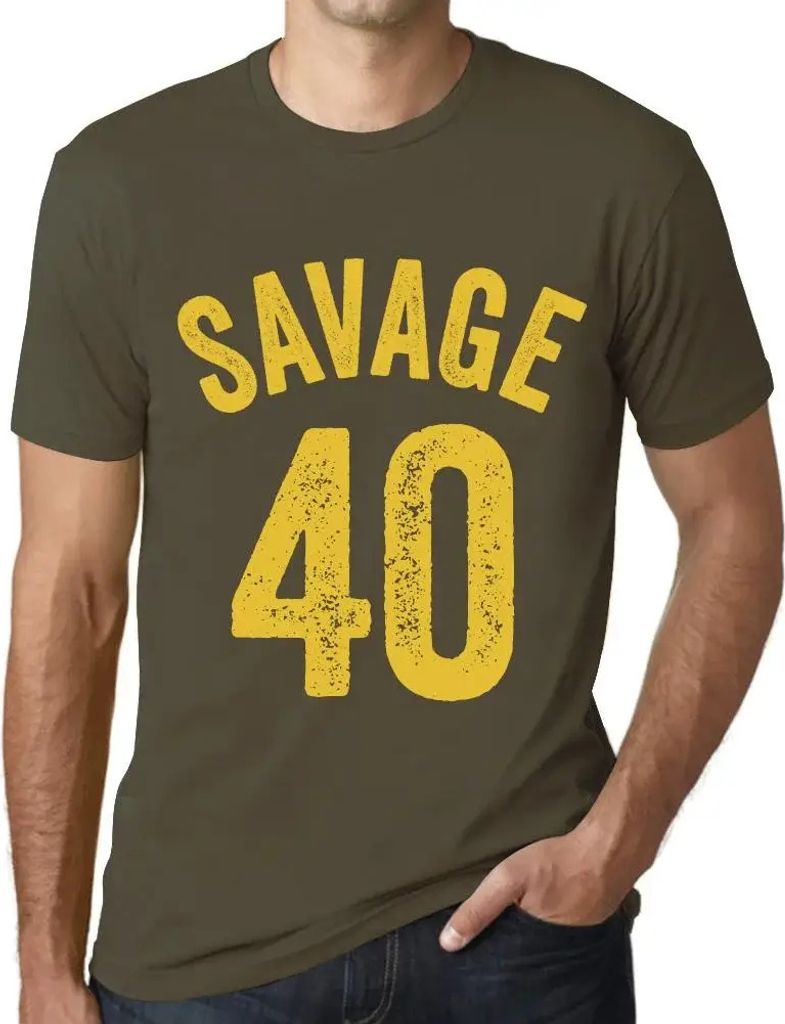 Herren Grafik T-Shirt Savage 40 Geschenk 40. Geburtstag Jahrestag 40 Jahre Jubiläum 40 Jährige Mann Jahrgang 1984 Kurzarm Lustige Druck