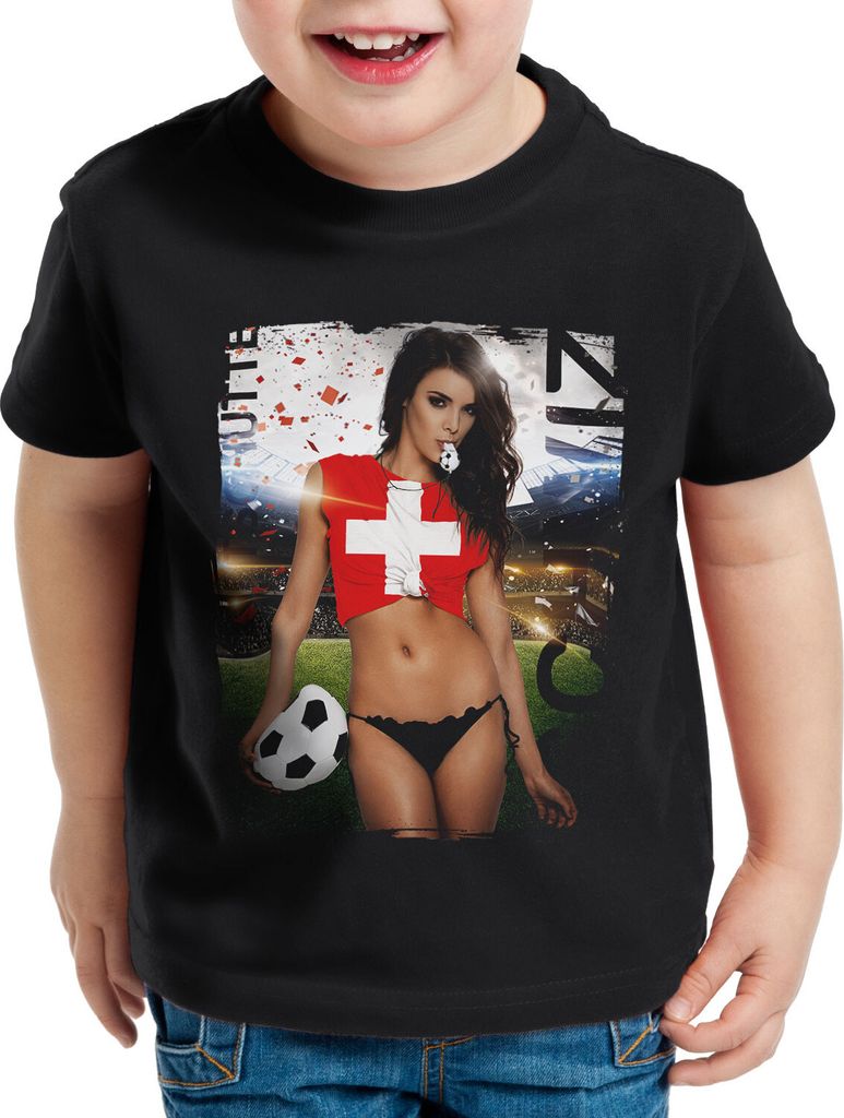 style3 WM 2026 Soccer Girl Kinder T-Shirt Fußball Weltmeisterschaft Fan-Outfit Deutschland Schwarz