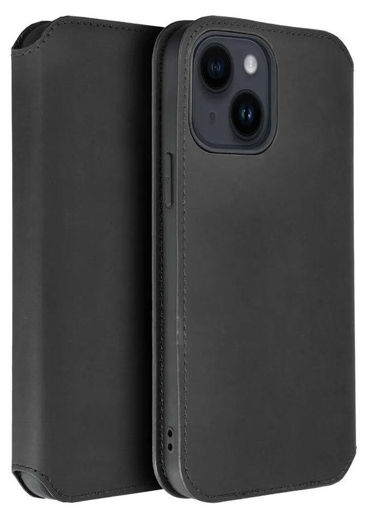 Custodia a Libro iPhone 16 Plus con Fondina Doppia Tasca Nero Premium