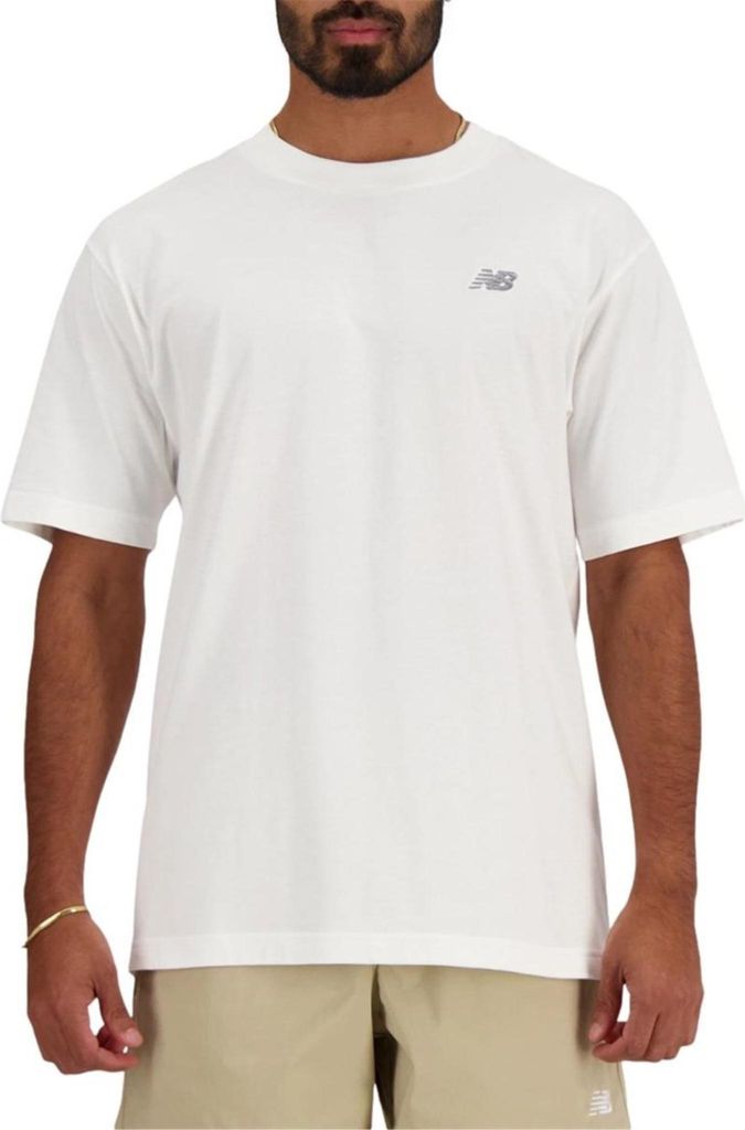 New Balance White Sports Essentials Baumwolle T-Shirt – L