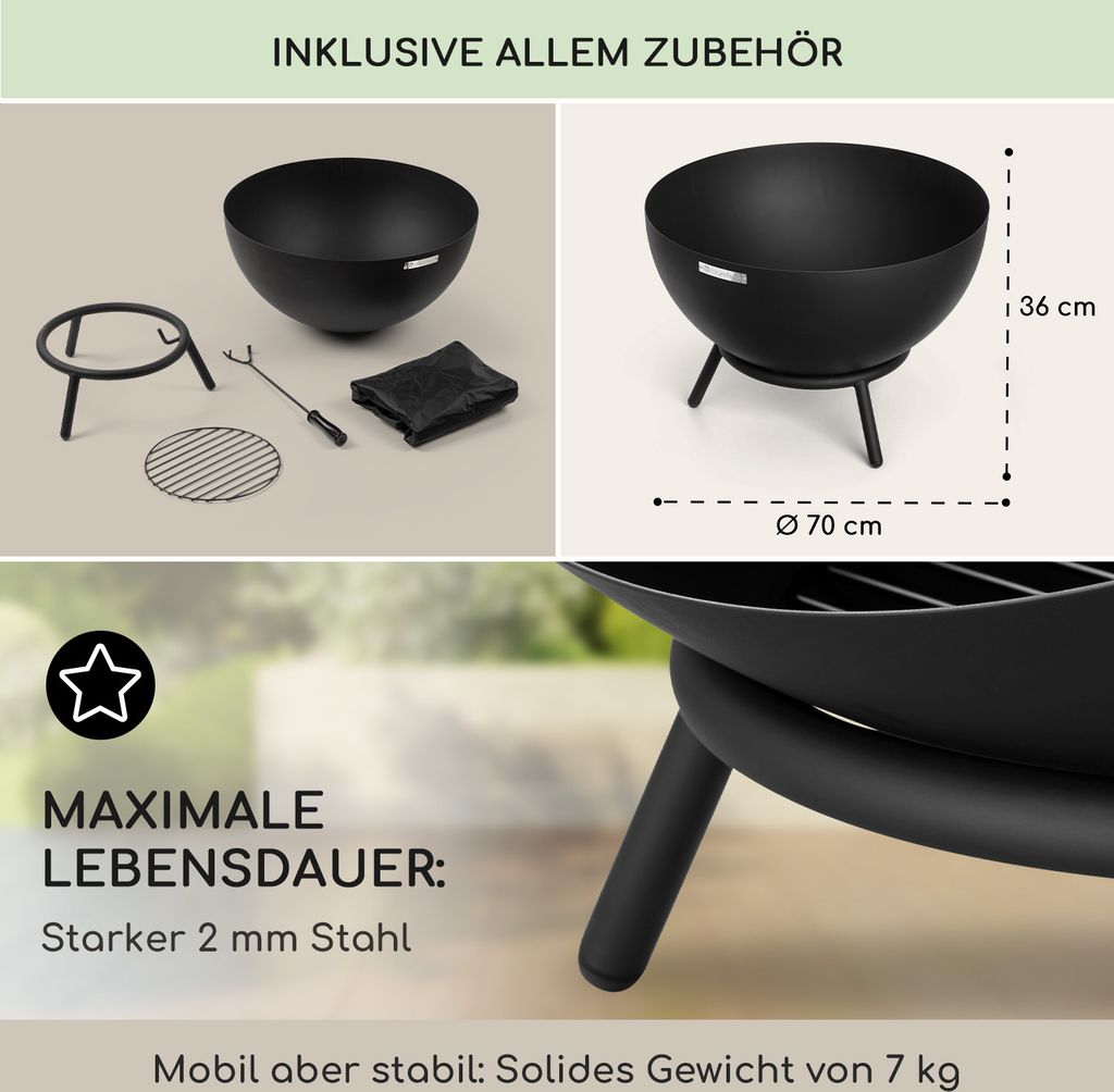 Blumfeldt Feuerschale, Outdoor Feuerstelle mit 3-Beinbein Produktbild 5